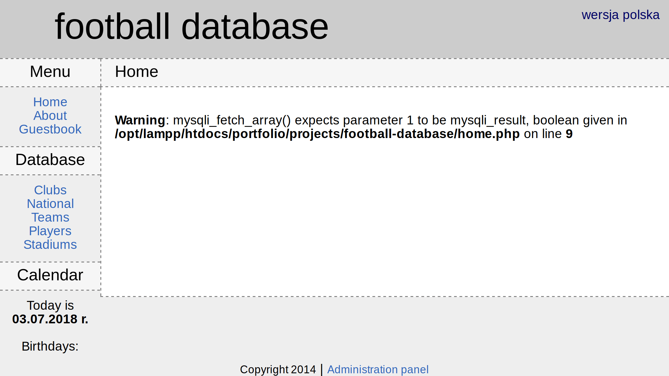 football-database-php5